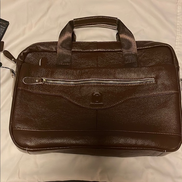 Brown Leather Executive Briefcase with Sleek Design - Picture 1 of 11